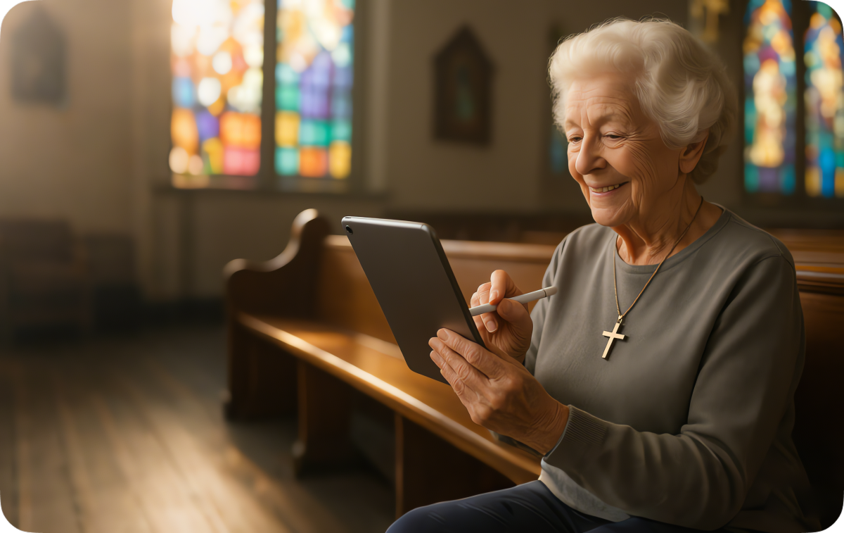 Elderly woman coloring